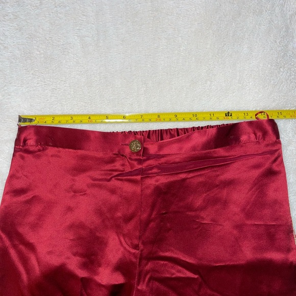 Roberto Cavalli Red Silk Pants with Gold Trim - Picture 8 of 9